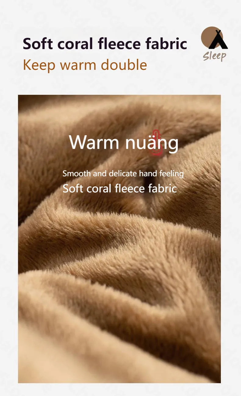 MOBI GARDEN Coral Fleece Winter Sleeping Bag