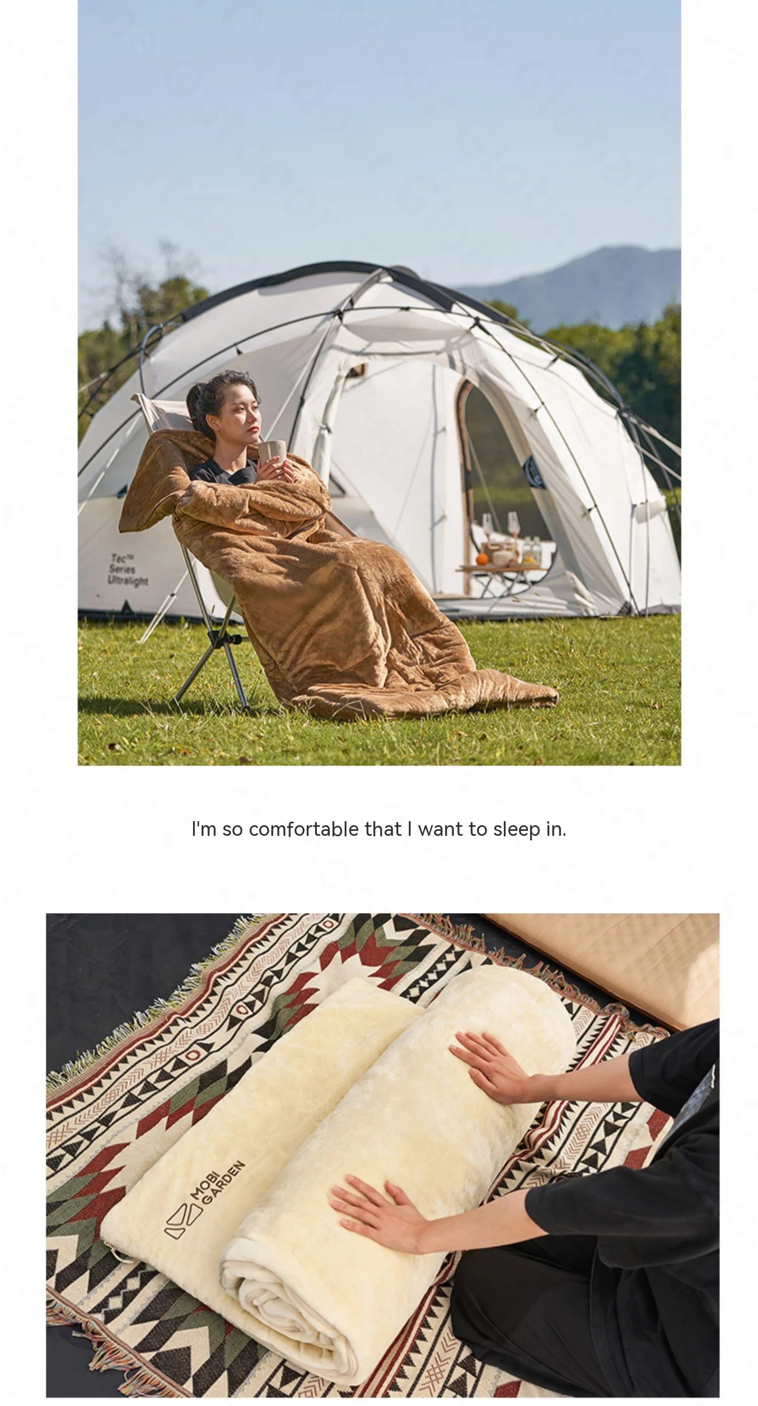 MOBI GARDEN Coral Fleece Winter Sleeping Bag