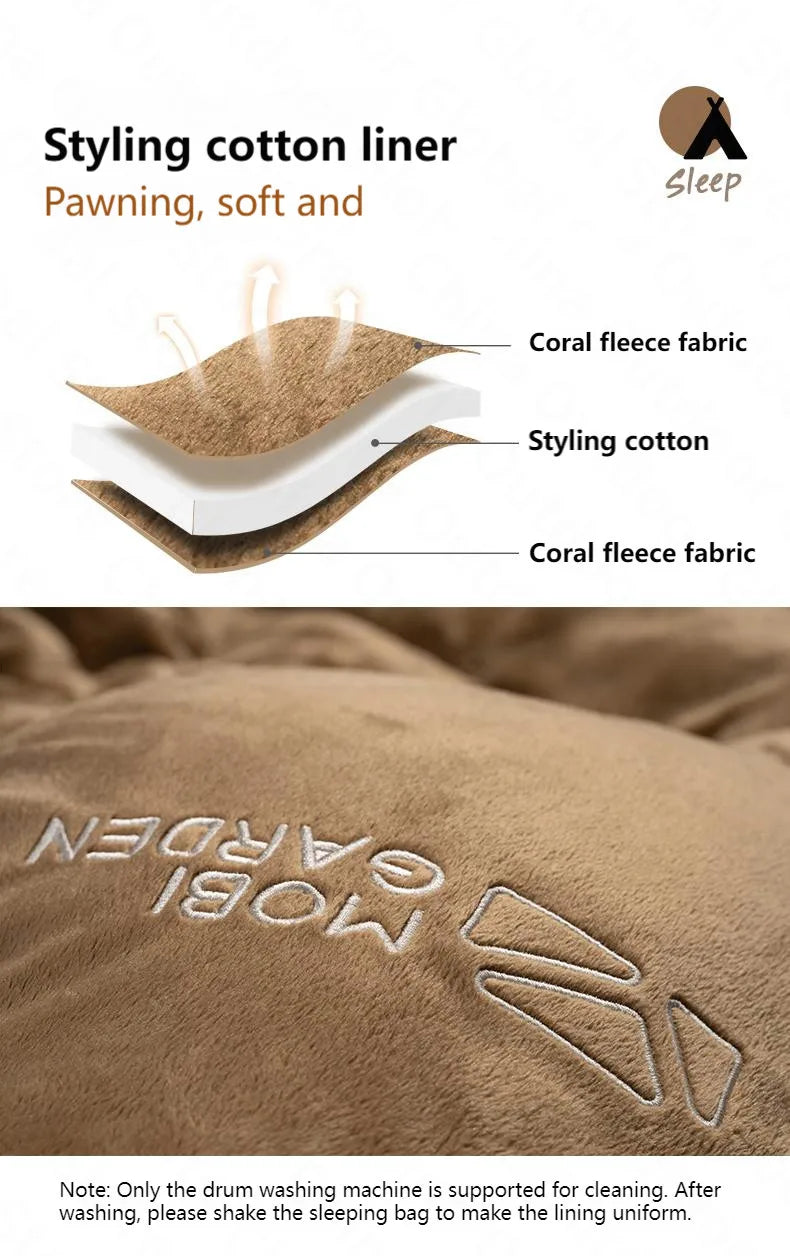 MOBI GARDEN Coral Fleece Winter Sleeping Bag