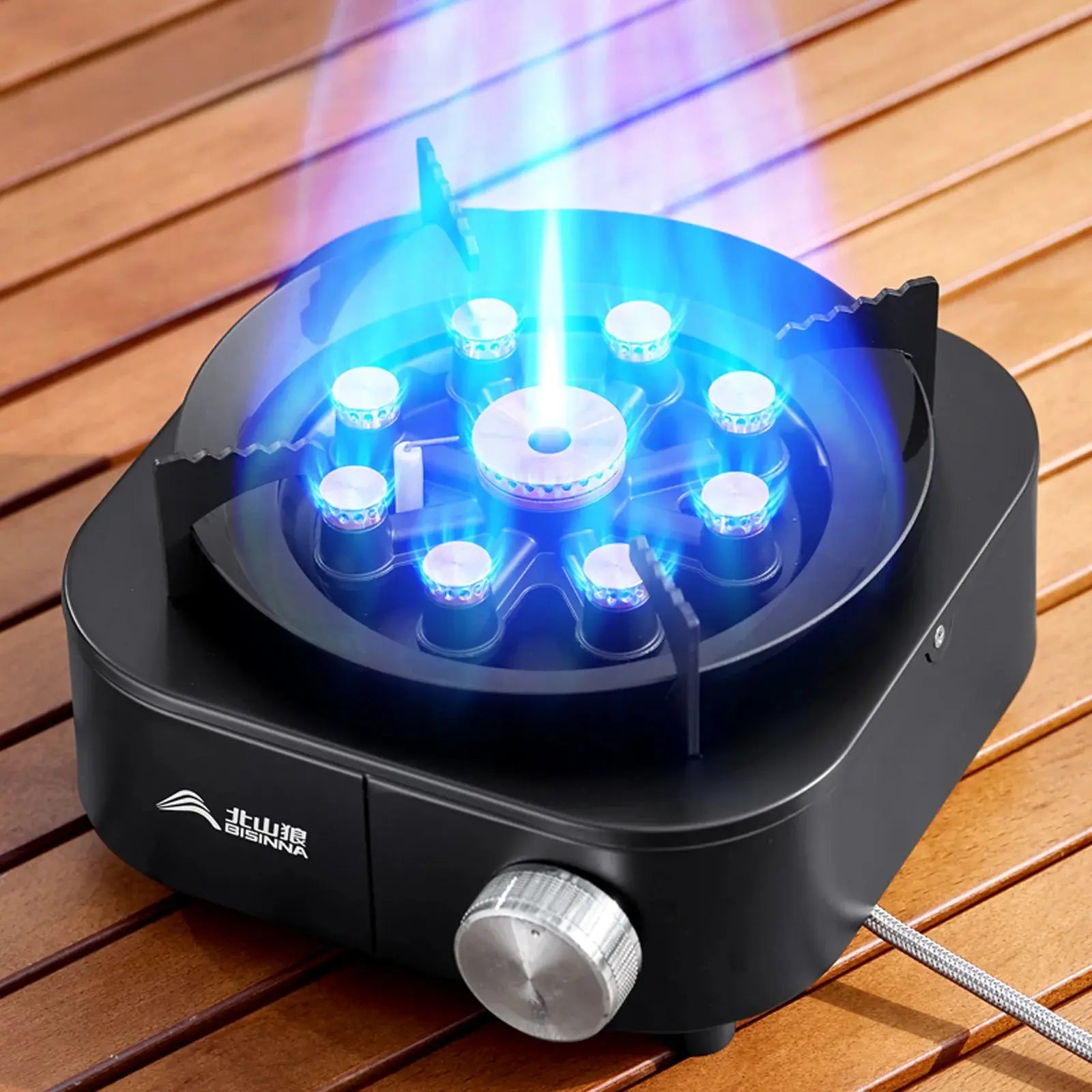 A BISINNA SK275 placed on top of a table within an outdoor setting