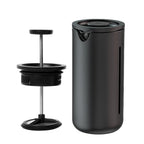 A TIMEMORE U French Press in Black with a white background 