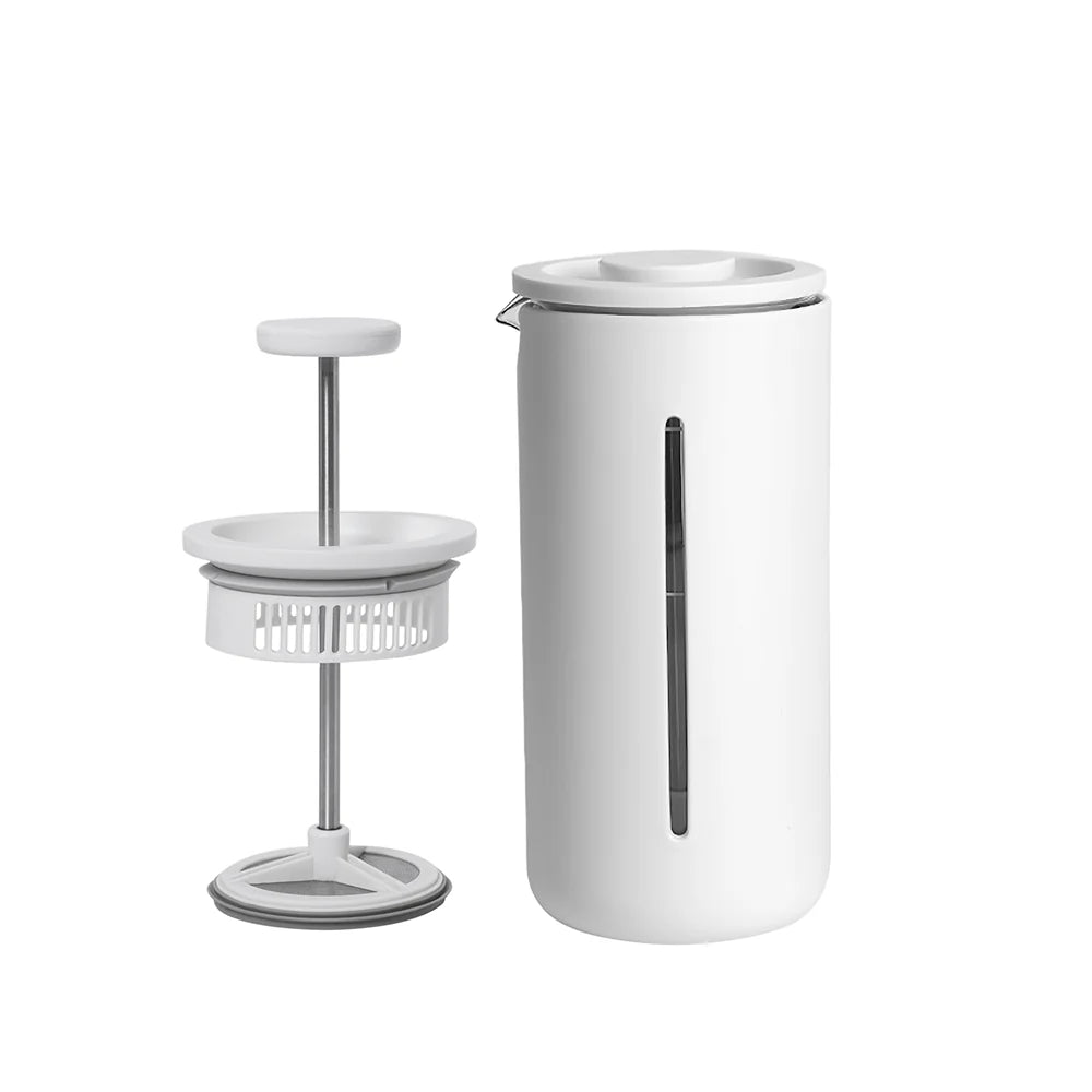 A TIMEMORE U French Press in White with a white background 