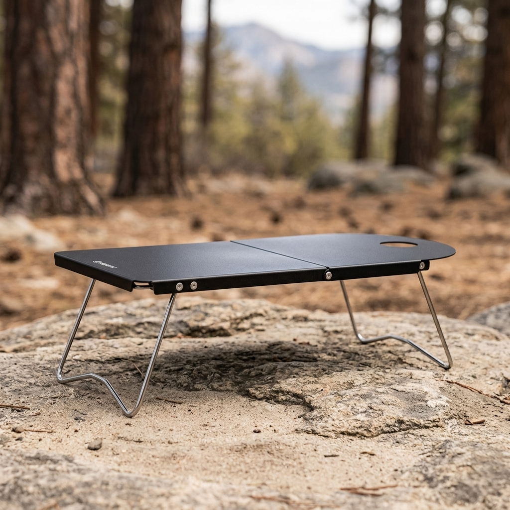 Shot of a Fire Maple foldable desk featuring an outdoor background