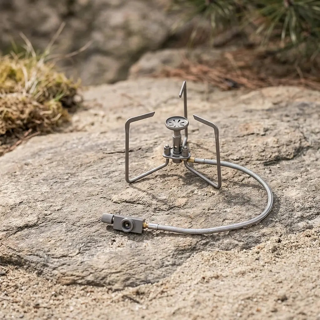 Fire Maple Portable camping stove on a rock with natural background
