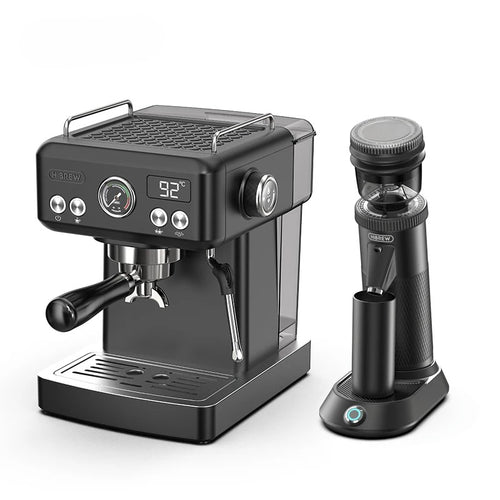 Front view of a HiBREW H10A Espresso machine & G5 Electric Coffee Grinder with a white background