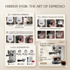 Promotional image of HIBREW H10B espresso machine with features and benefits highlighted.