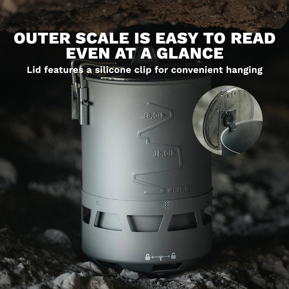 Gray Fire Maple camping stove with silicone clip on a natural background