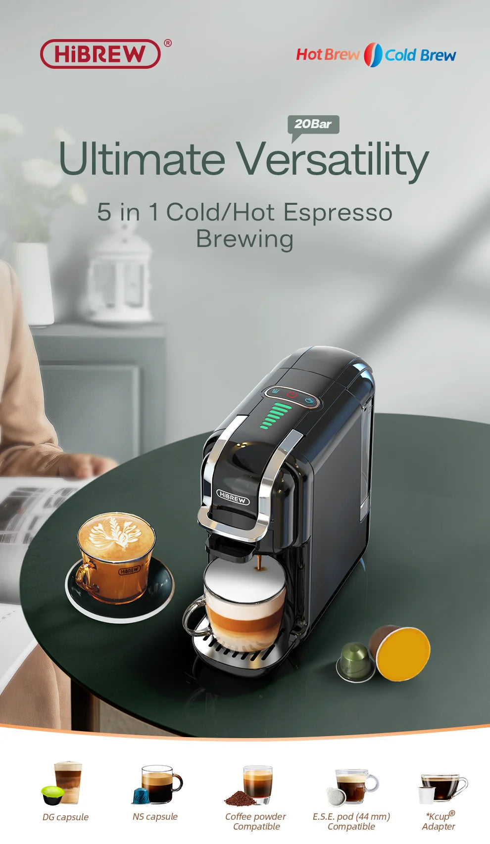 HiBREW H2B 5-in-1 Multiple Capsule Coffee Machine