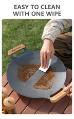 BISINNA 34cm Non‑Stick Camping BBQ Grill Pan Lightweight Even‑Heating & Outdoor‑Ready