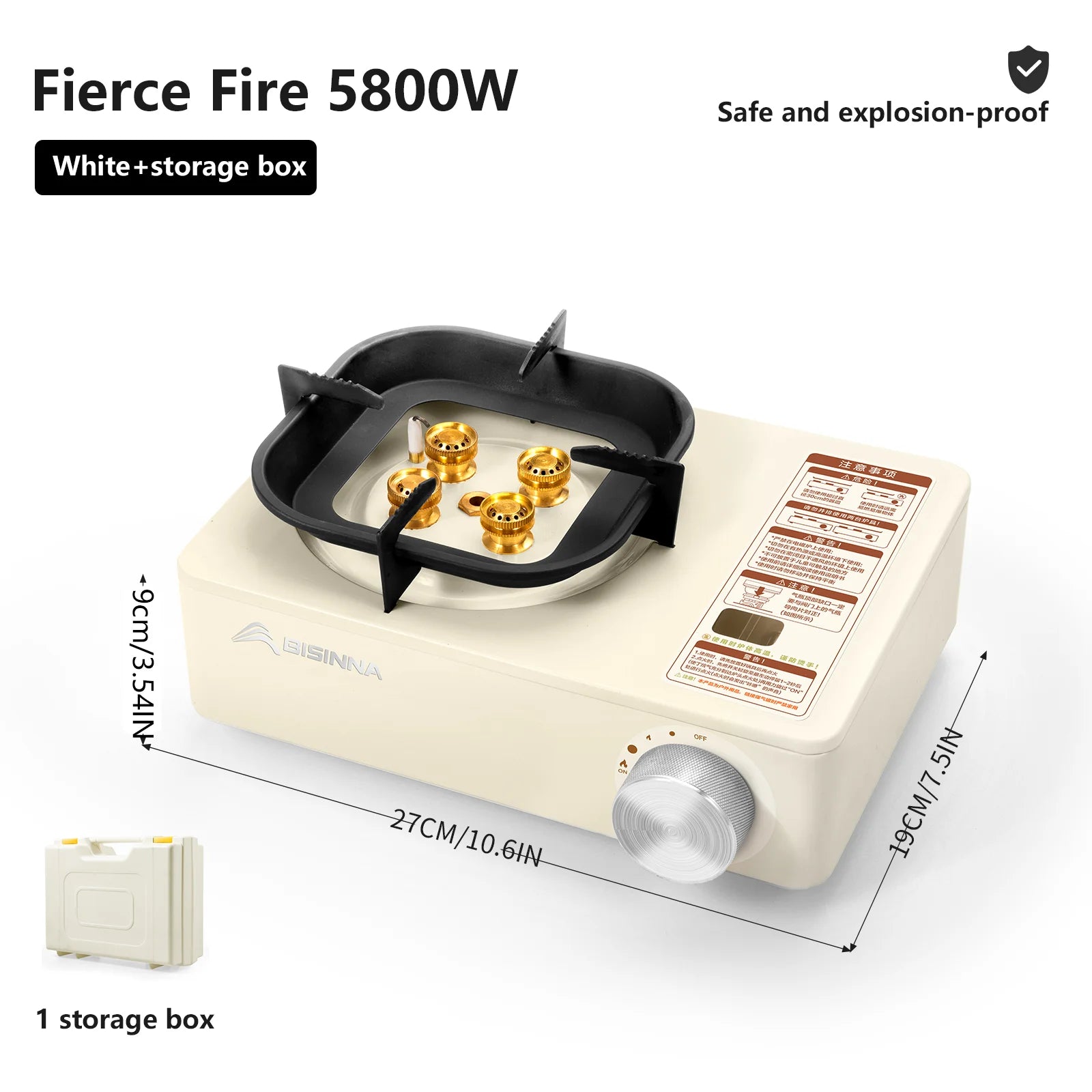 BISINNA 5800W Windproof Gas Cartridge Stove High‑Power Outdoor Cooking SK218