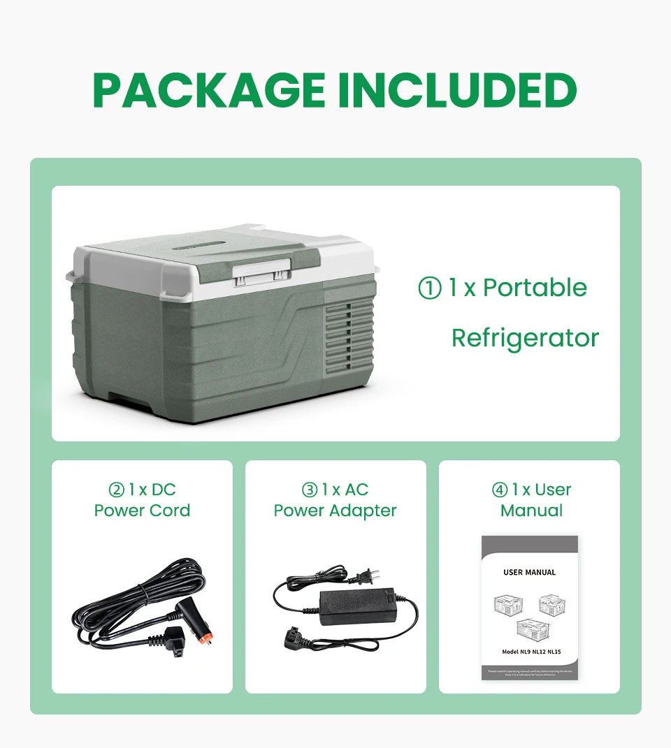 Alpicool NL9 Portable Refrigerator – 9L Compact 12V/24V Compressor Fridge-Freezer
