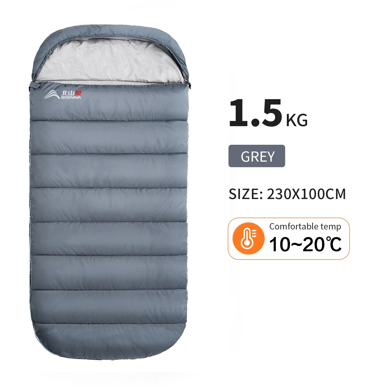 BISINNA SL018 3‑Season Envelope Sleeping Bag Spacious, Warm & Built for All‑Season Comfort