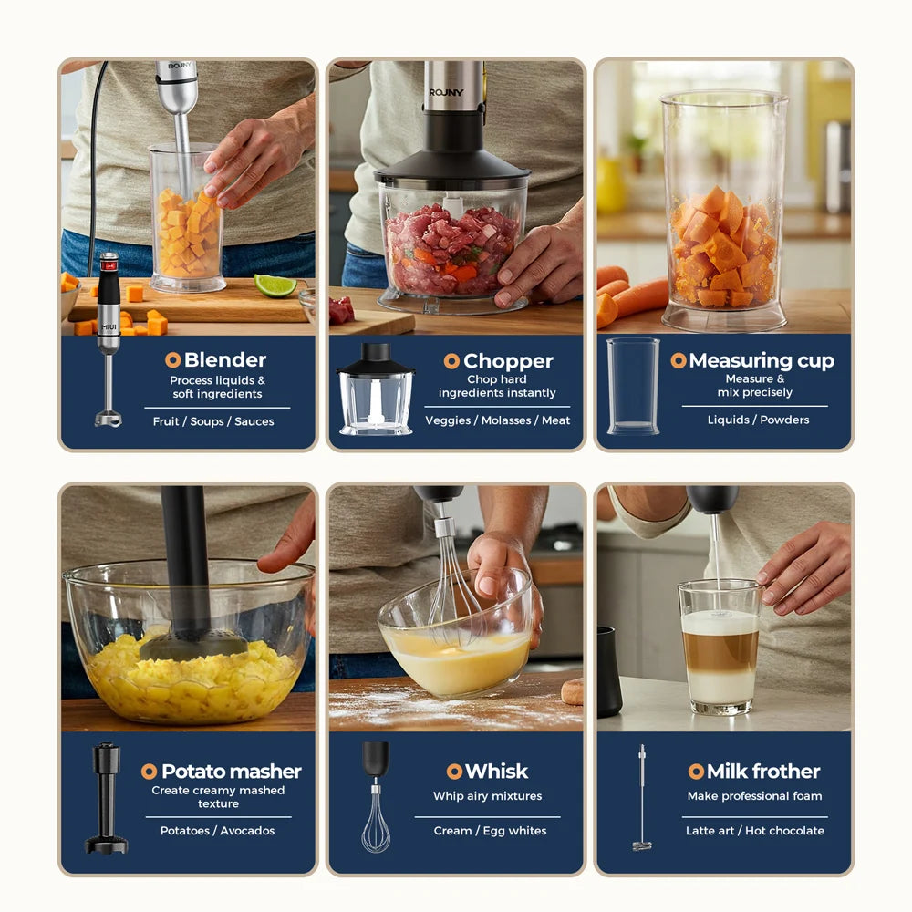 ROUNY H4 6-in-1 Handheld Immersion Blender 1500W