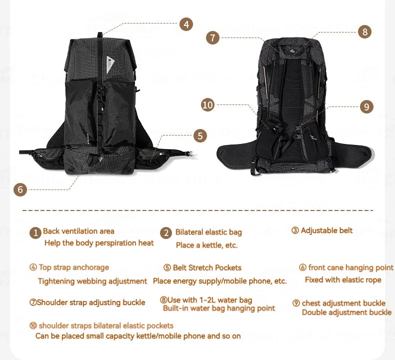 MOBI GARDEN Mirage Phantom Hiking Backpack 48+8L