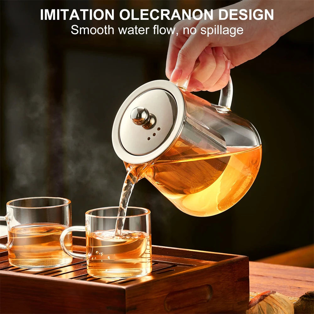 Tekkysui 1L Borosilicate Glass Teapot with Multi-Stage Infuser