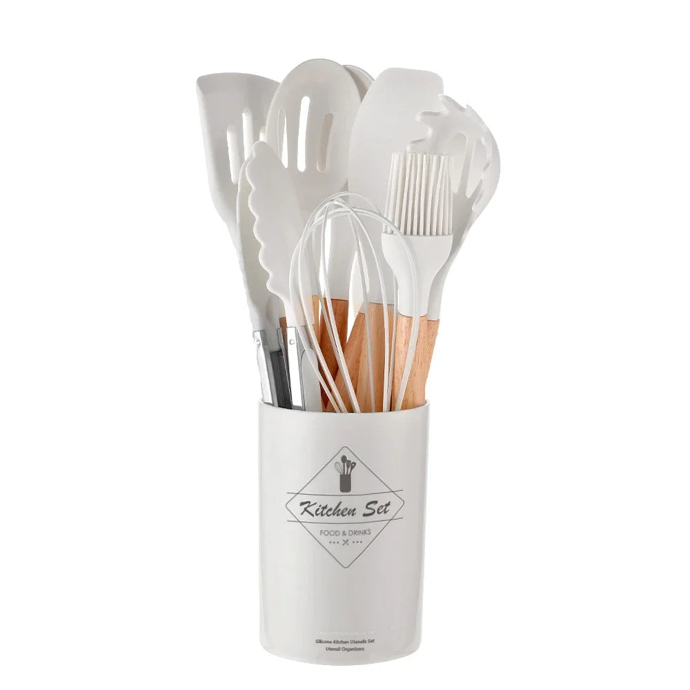12-Piece Silicone & Acacia Wood Utensil Set
