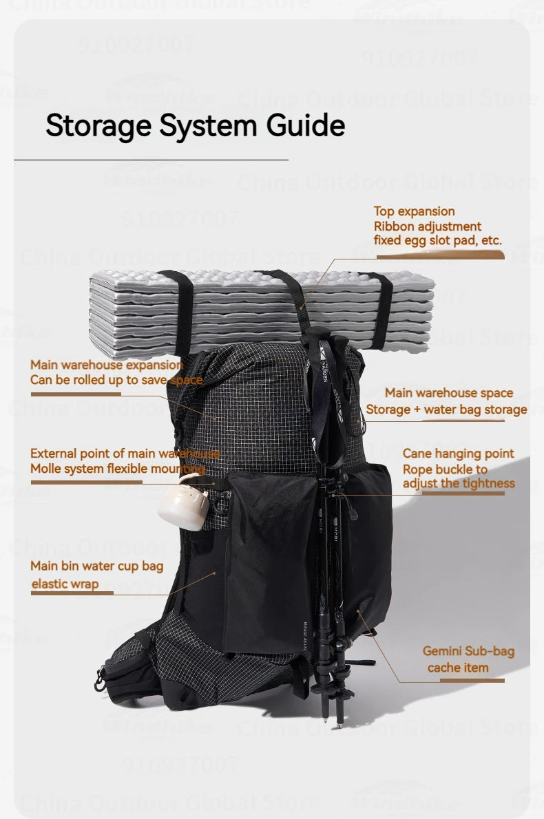MOBI GARDEN Mirage Phantom Hiking Backpack 48+8L