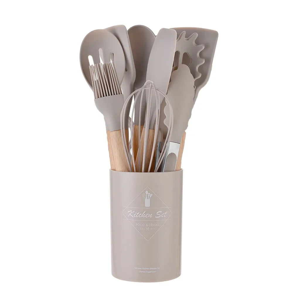 12-Piece Silicone & Acacia Wood Utensil Set