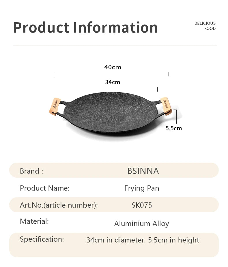 BISINNA 34cm Non‑Stick Camping BBQ Grill Pan Lightweight Even‑Heating & Outdoor‑Ready