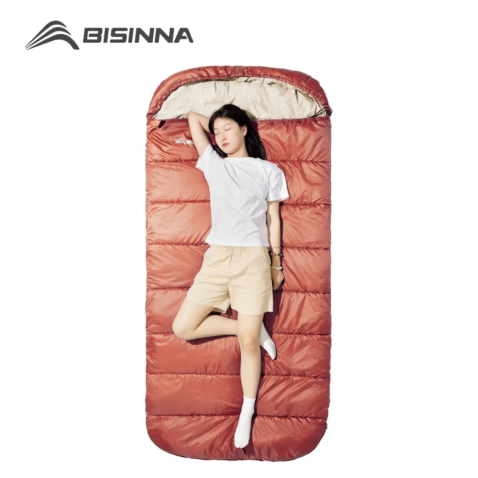 BISINNA SL018 3‑Season Envelope Sleeping Bag SpaciousWarm & Fully Expandable