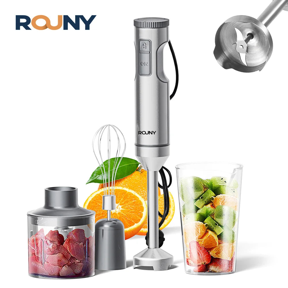 ROUNY H1 4-in-1 Hand Immersion Blender Set Stainless Steel Kitchen Mixer