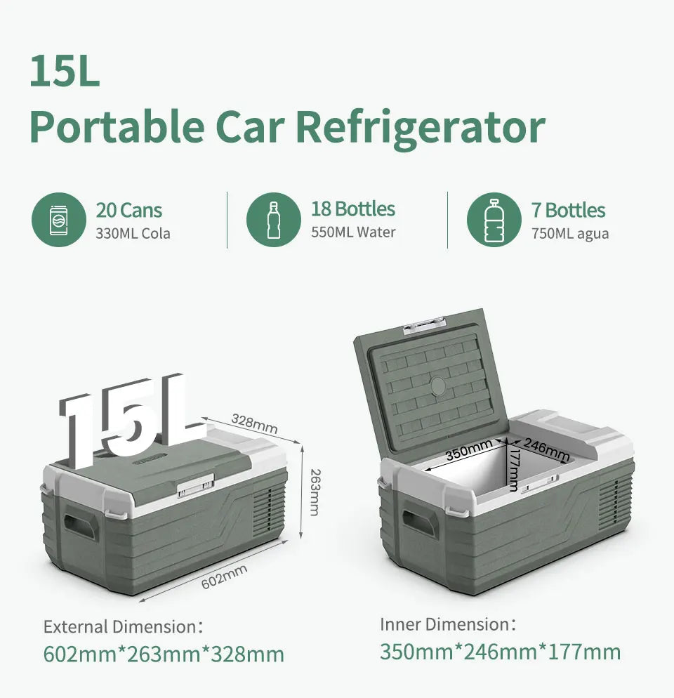 Alpicool NL15 Portable Compressor Refrigerator – 15L Ultra-Efficient 12V Fridge-Freezer