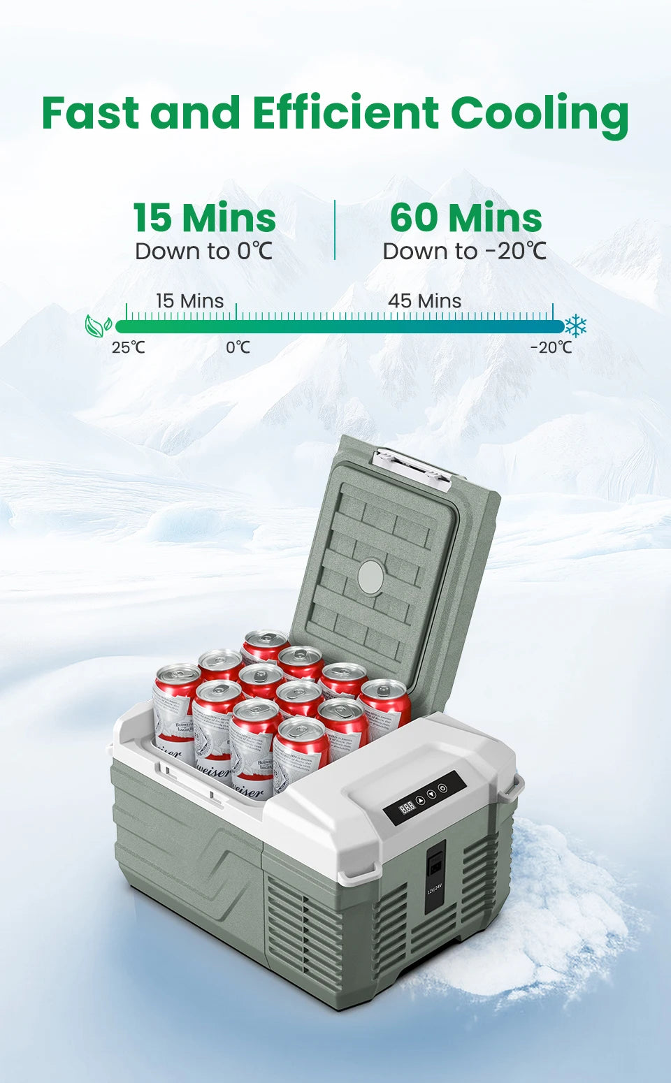 Alpicool NL9 Portable Refrigerator – 9L Compact 12V/24V Compressor Fridge-Freezer