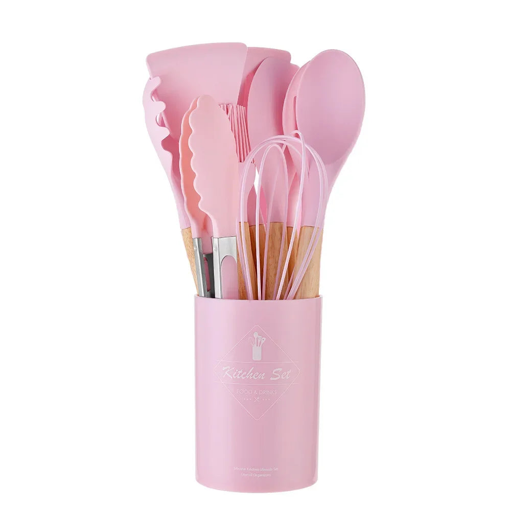 12-Piece Silicone & Acacia Wood Utensil Set