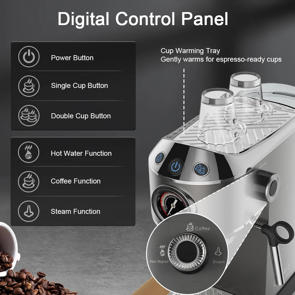 BioloMix CM7008 20‑Bar Semi‑Automatic Espresso Machine Compact, Powerful & Café‑Quality Extraction
