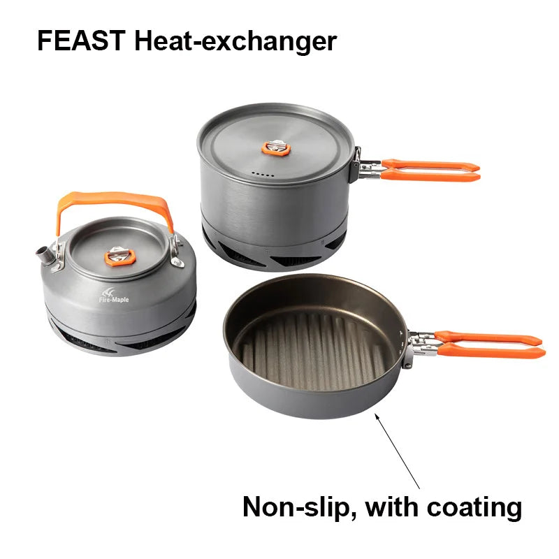 Fire‑Maple Feast FC2 Cookware Set High‑Efficiency Camping Pot & Kettle Kit
