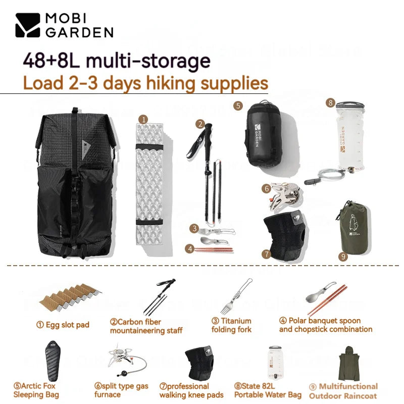MOBI GARDEN Mirage Phantom Hiking Backpack 48+8L