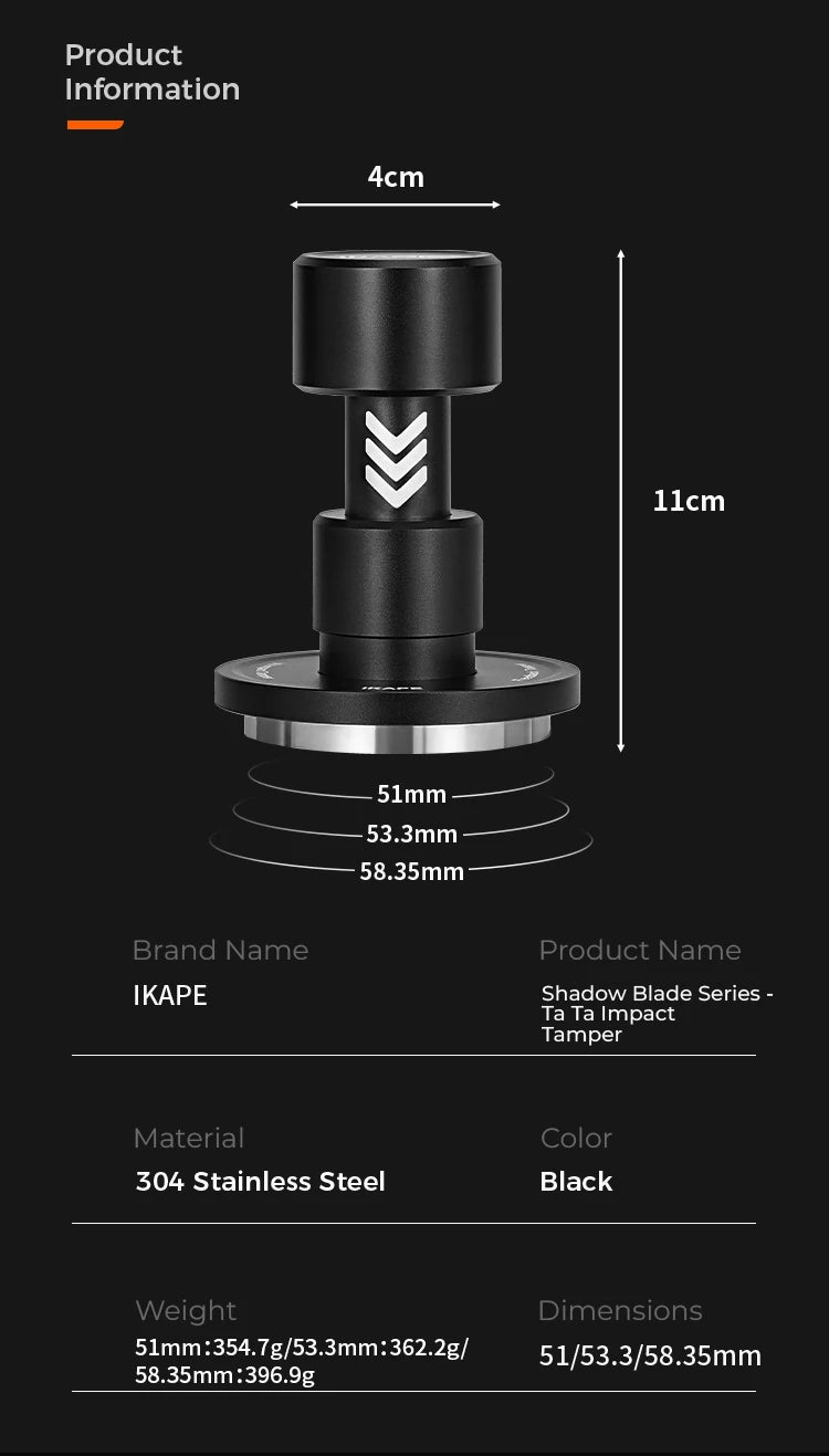 IKAPE Impact & Constant Pressure Espresso Tamper | 51mm 53.3mm 58.35mm
