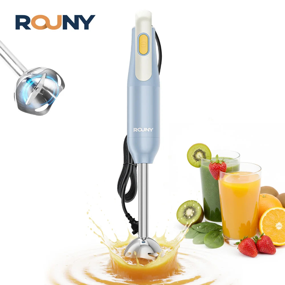 ROUNY H2 Handheld Immersion Blender with Stainless Steel Blades for Kitchen Food Mixing