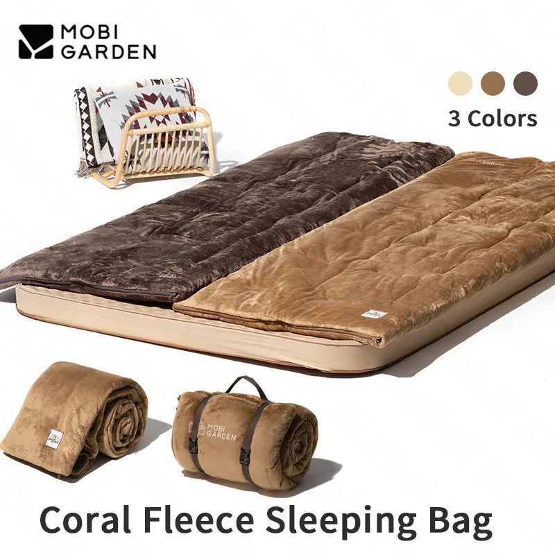MOBI GARDEN Coral Fleece Winter Sleeping Bag