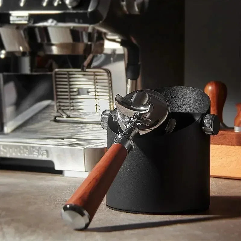 Tekkysui Espresso Knock Box - Durable ABS Shock-Absorbent Coffee Grounds Bin with Removable Knock Bar, Non-Slip Base (Black)