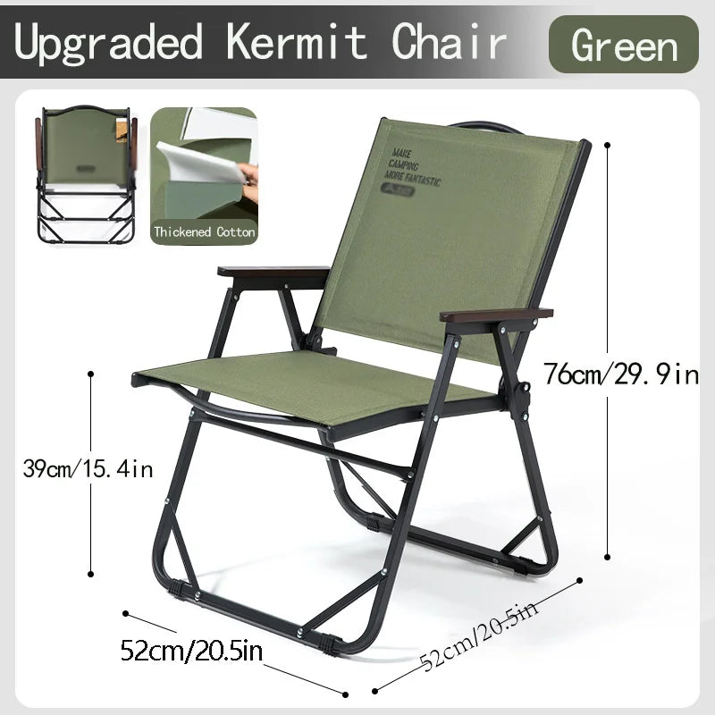 BISINNA 600D Oxford Fabric Kermit‑Style Folding Chair Carbon Steel Frame