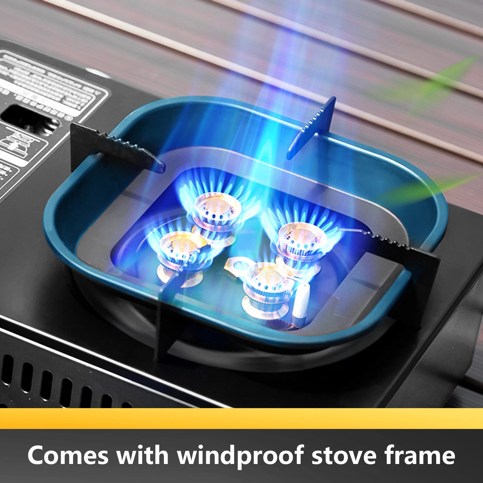 BISINNA SK218 Portable gas stove with windproof frame on a grey background