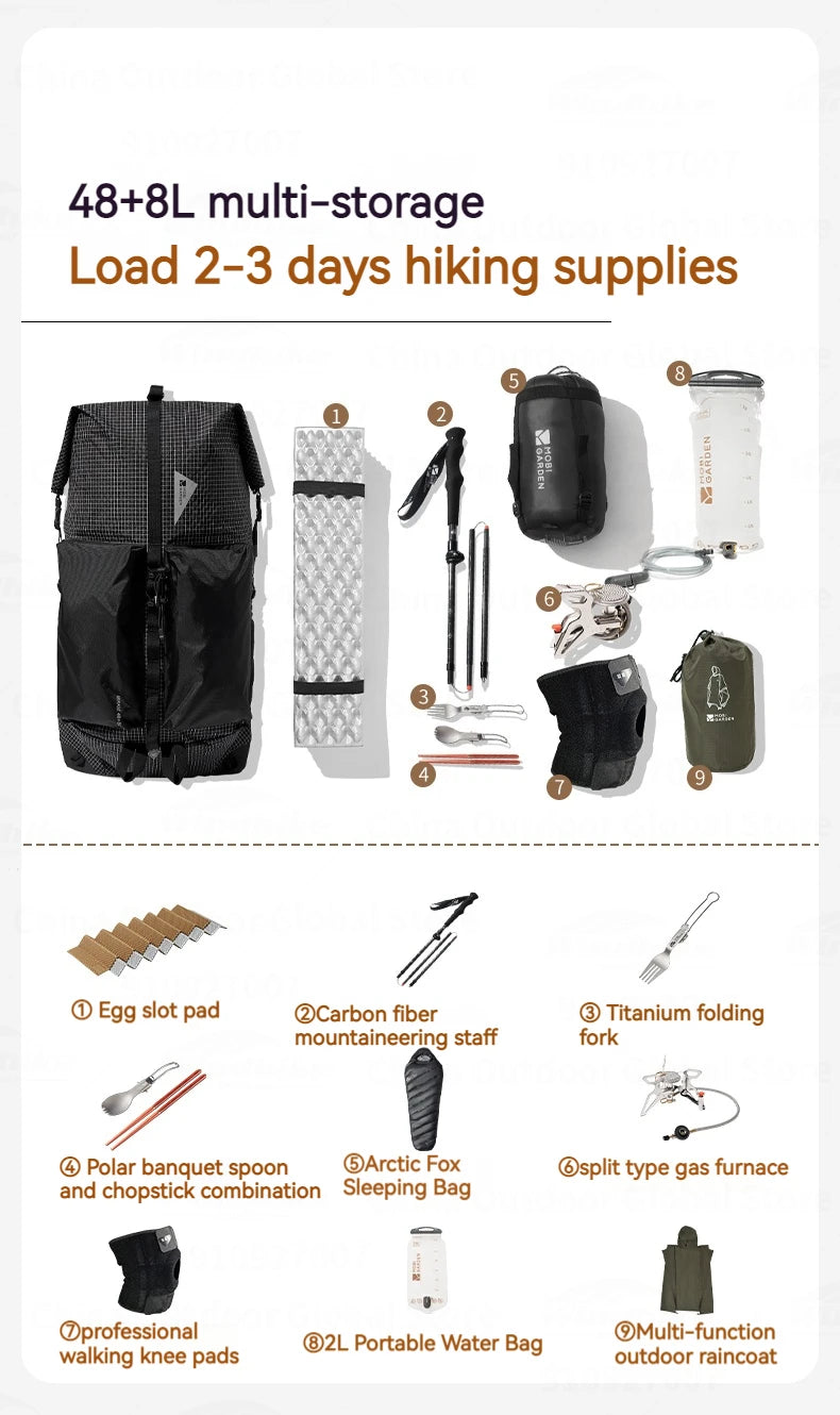 MOBI GARDEN Mirage Phantom Hiking Backpack 48+8L