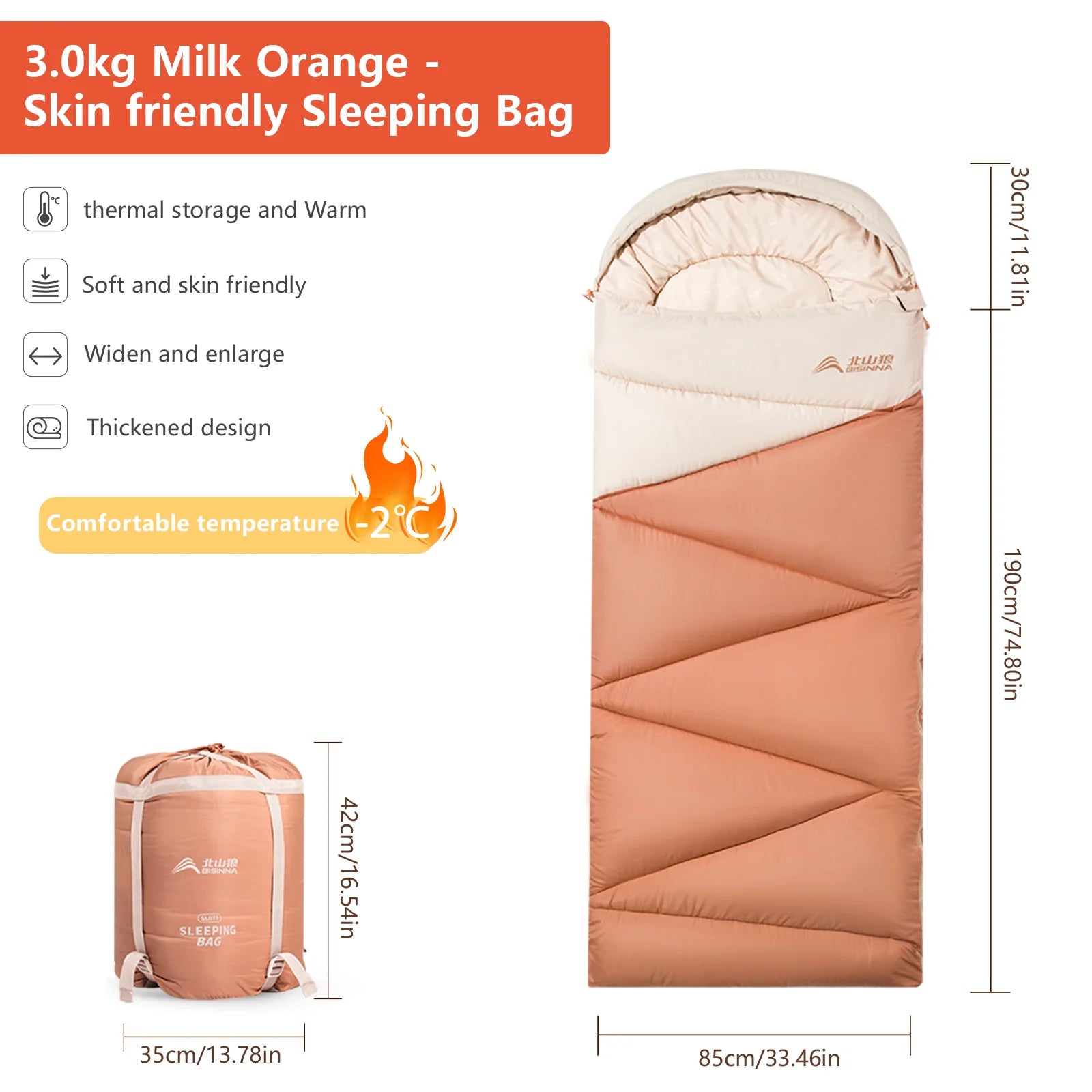 BISINNA SL077 3‑Season Envelope Sleeping Bag Compact, Warm & Ultra‑Portable