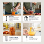 ROUNY H1 4-in-1 Hand Immersion Blender Set Stainless Steel Kitchen Mixer