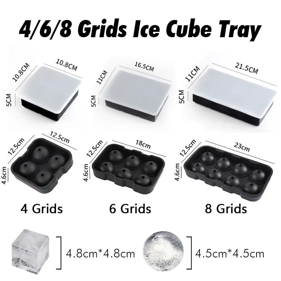 Silicone Ice Cube Moulds 4/6/8