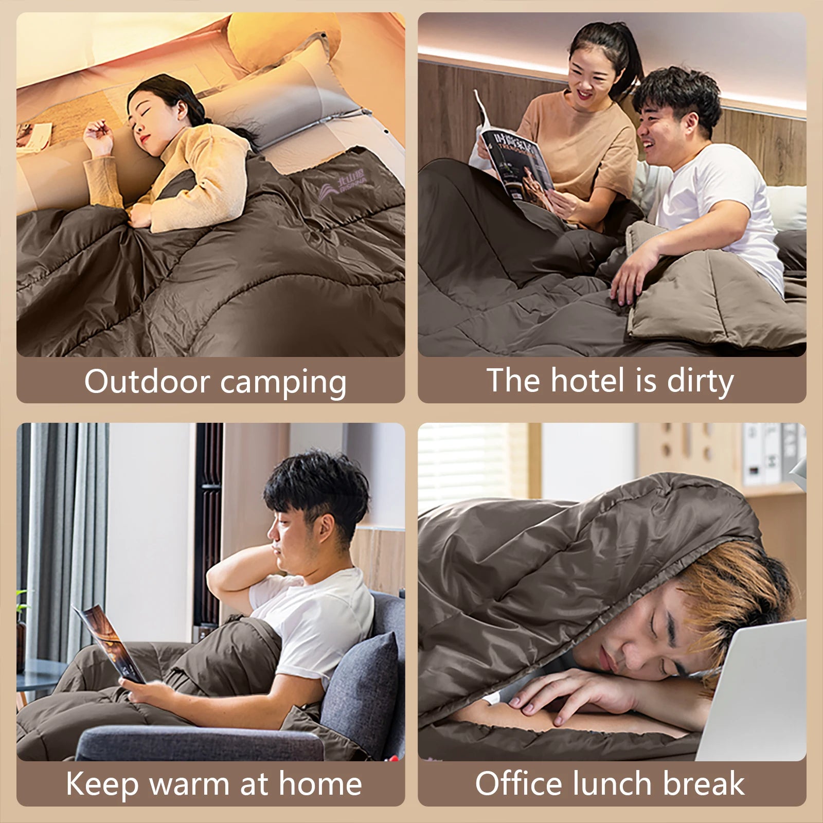 BISINNA SL018 3‑Season Envelope Sleeping Bag Spacious, Warm & Built for All‑Season Comfort