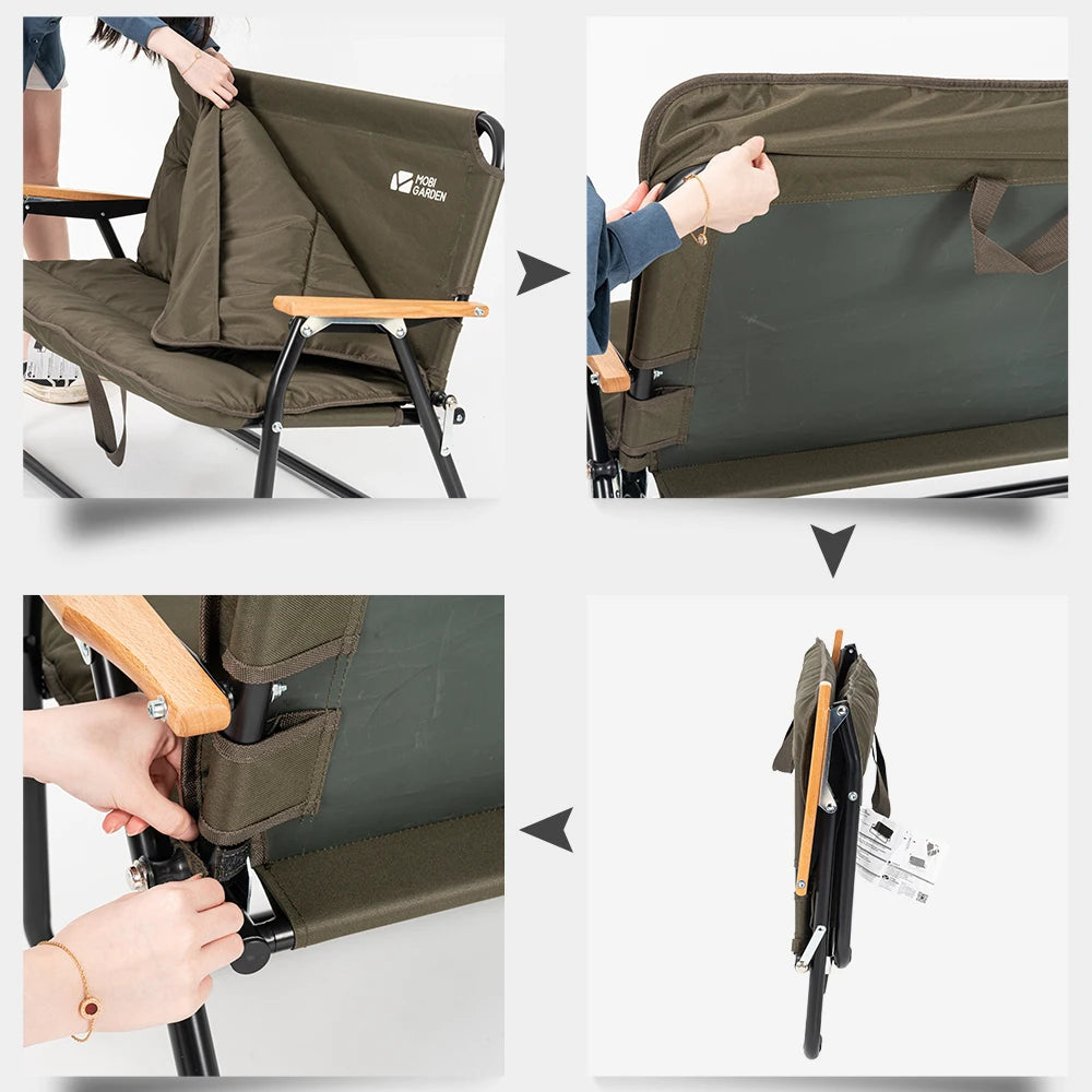 MOBI GARDEN Aluminium Camping Folding Chair Olive Green