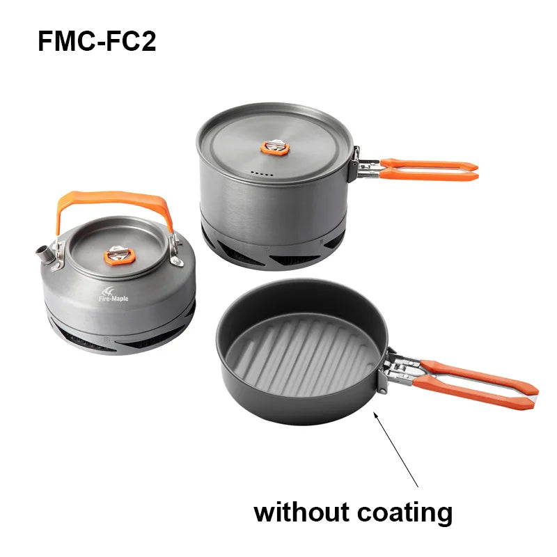 Fire‑Maple Feast FC2 Cookware Set High‑Efficiency Camping Pot & Kettle Kit