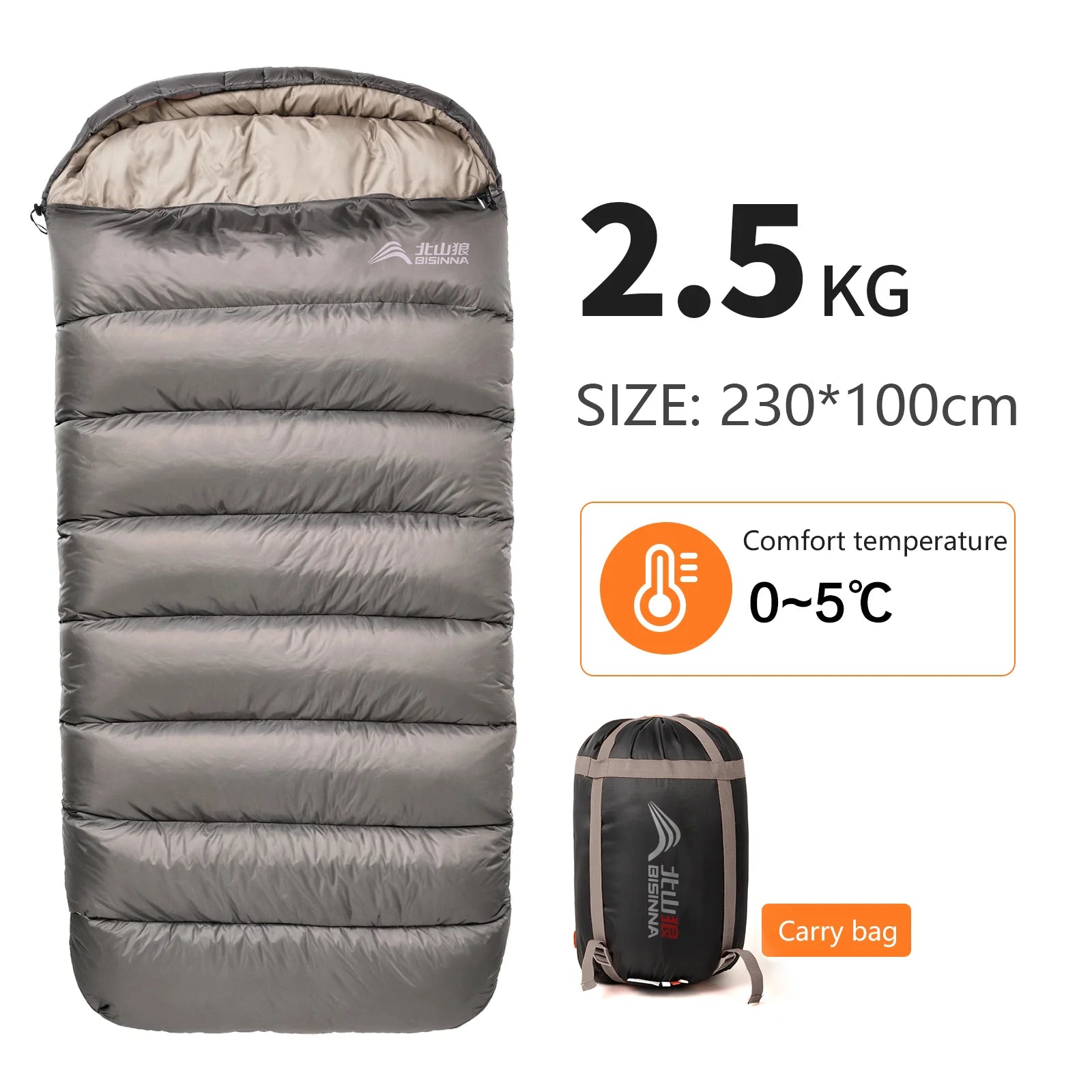 BISINNA SL018 3‑Season Envelope Sleeping Bag SpaciousWarm & Fully Expandable