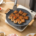 BISINNA 34cm Non‑Stick Camping BBQ Grill Pan Lightweight Even‑Heating & Outdoor‑Ready