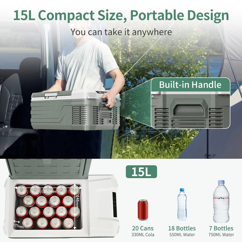 Alpicool NL15 Portable Compressor Refrigerator – 15L Ultra-Efficient 12V Fridge-Freezer