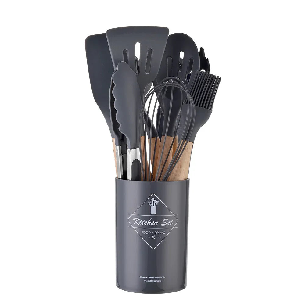 12-Piece Silicone & Acacia Wood Utensil Set