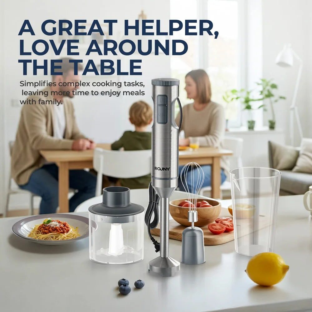 ROUNY H1 4-in-1 Hand Immersion Blender Set Stainless Steel Kitchen Mixer