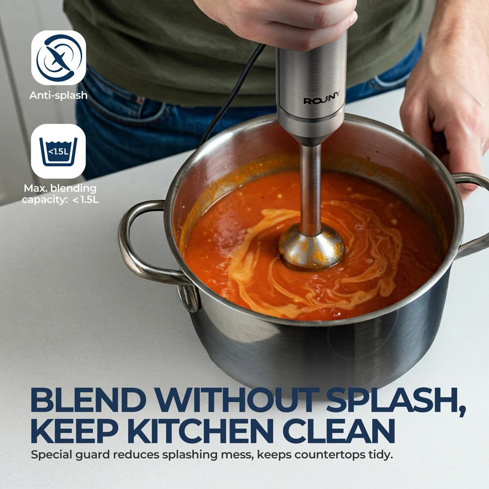ROUNY H1 4-in-1 Hand Immersion Blender Set Stainless Steel Kitchen Mixer